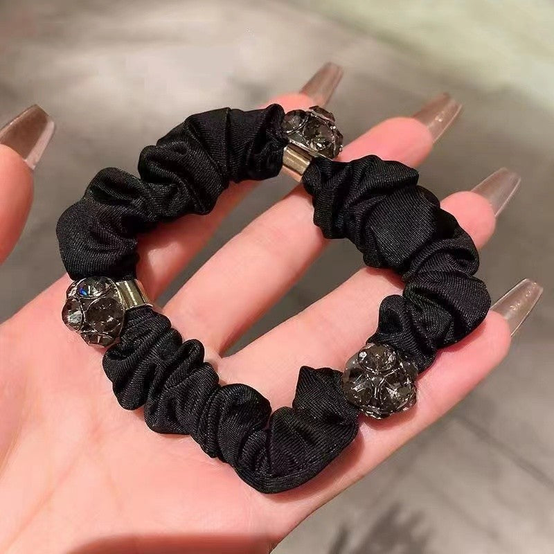 Simple Style Solid Color Scrunchie Hair Accessory In Dyed Black Featuring Durable Alloy Material
