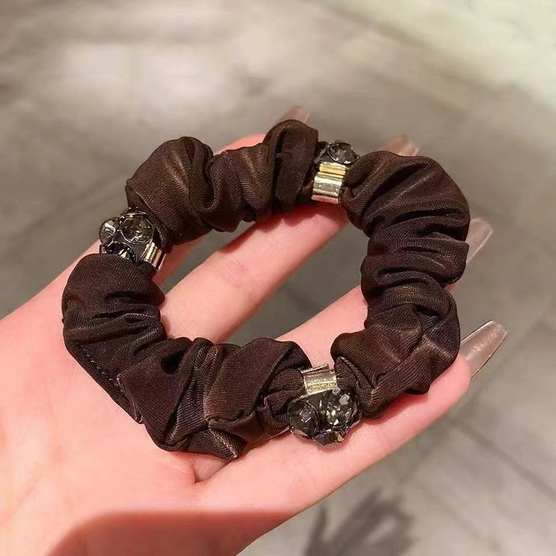 Simple Style Solid Color Scrunchie Hair Accessory In Dyed Black Featuring Durable Alloy Material