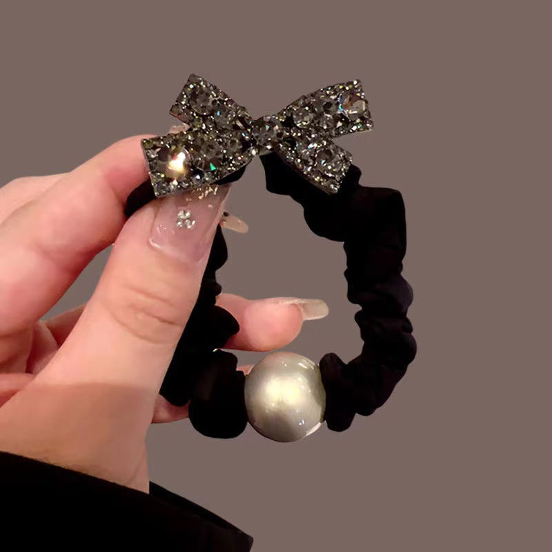 Simple Style Solid Color Scrunchie Hair Accessory In Dyed Black Featuring Durable Alloy Material