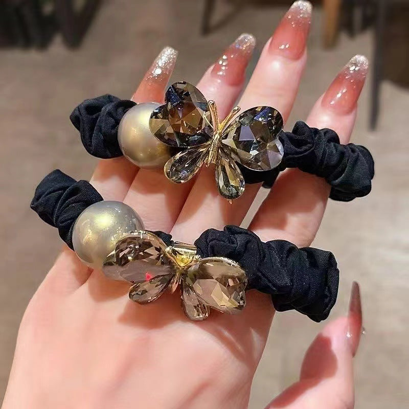 Simple Style Solid Color Scrunchie Hair Accessory In Dyed Black Featuring Durable Alloy Material
