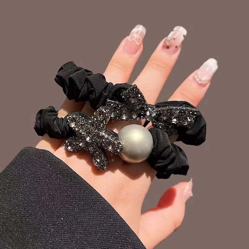 Simple Style Solid Color Scrunchie Hair Accessory In Dyed Black Featuring Durable Alloy Material