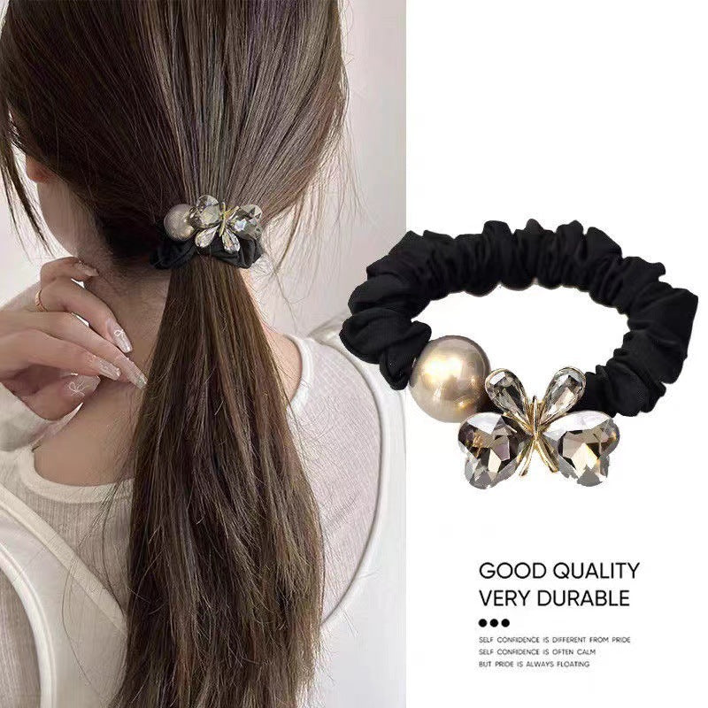 Simple Style Solid Color Scrunchie Hair Accessory In Dyed Black Featuring Durable Alloy Material