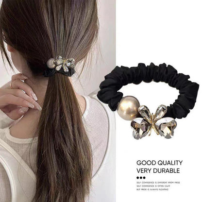 Simple Style Solid Color Scrunchie Hair Accessory In Dyed Black Featuring Durable Alloy Material