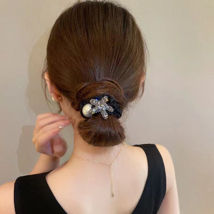 Simple Style Solid Color Scrunchie Hair Accessory In Dyed Black Featuring Durable Alloy Material