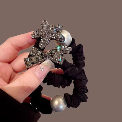 Simple Style Solid Color Scrunchie Hair Accessory In Dyed Black Featuring Durable Alloy Material