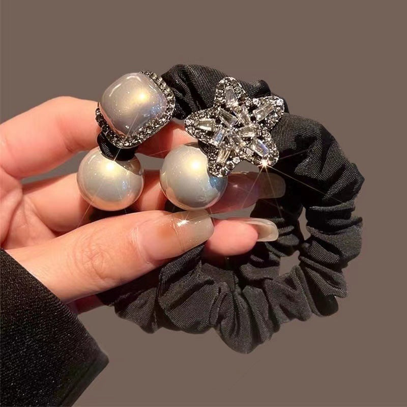 Simple Style Solid Color Scrunchie Hair Accessory In Dyed Black Featuring Durable Alloy Material
