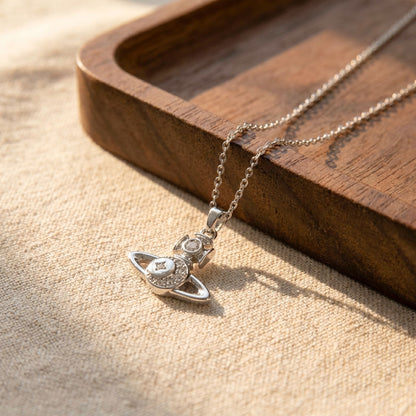 Handmade Classic Style Geometric Necklace For Women In 201 Stainless Steel With Zircon Inlay And Cable Chain