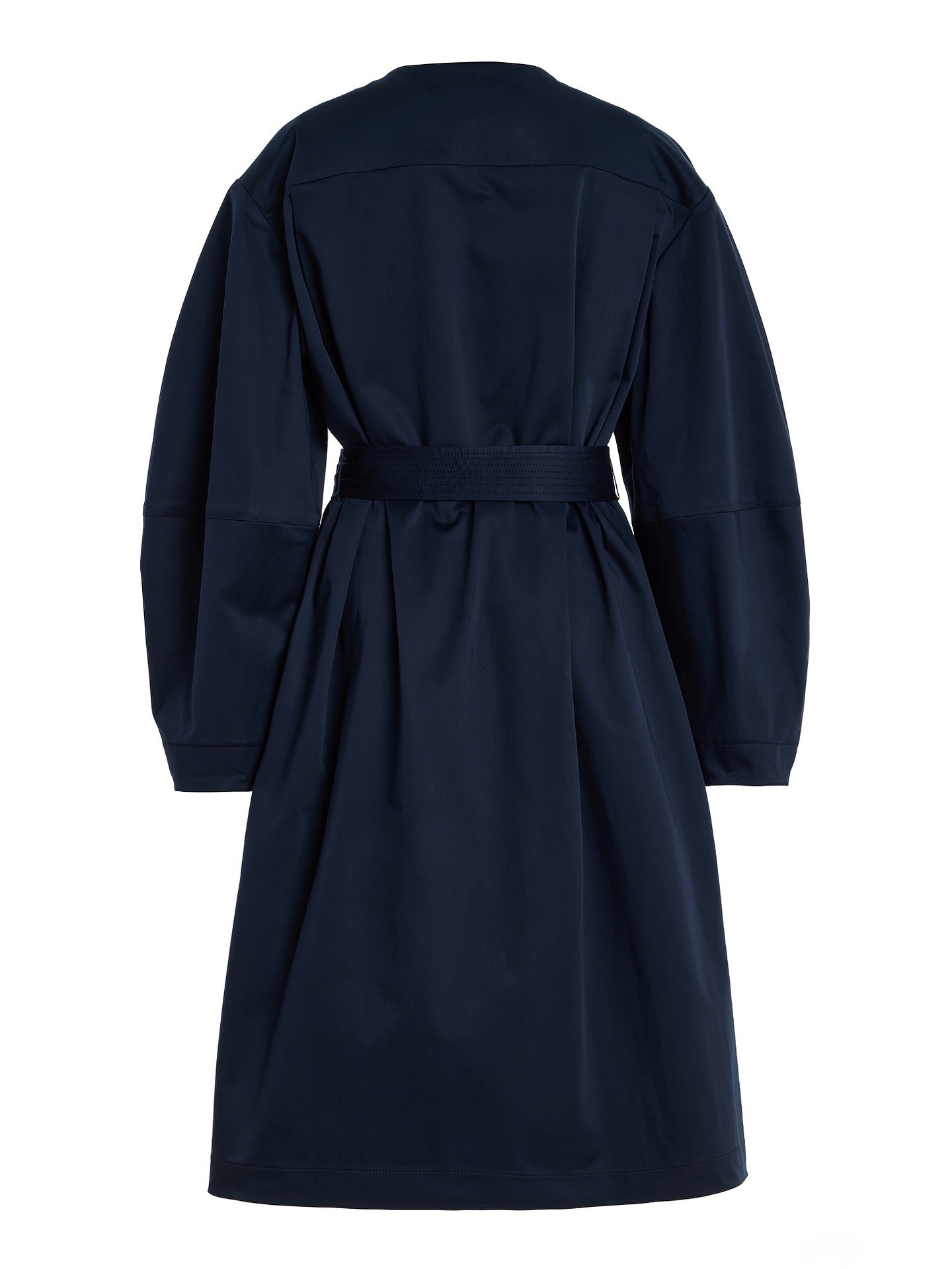 Elegant Solid Color Double Breasted Trench Coat For Women In Polyester Fabric With Belt Detail