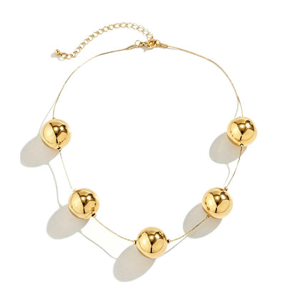 Exaggerated Geometric Gold Necklace For Women In Mixed Materials, Perfect For Casual Wear