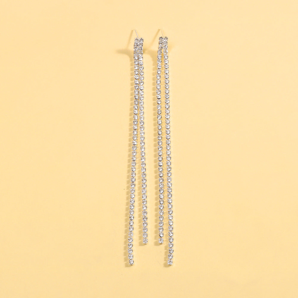 Geometric Rhinestones Necklace For Women With Electroplated Finish And Box Chain Jewelry Set