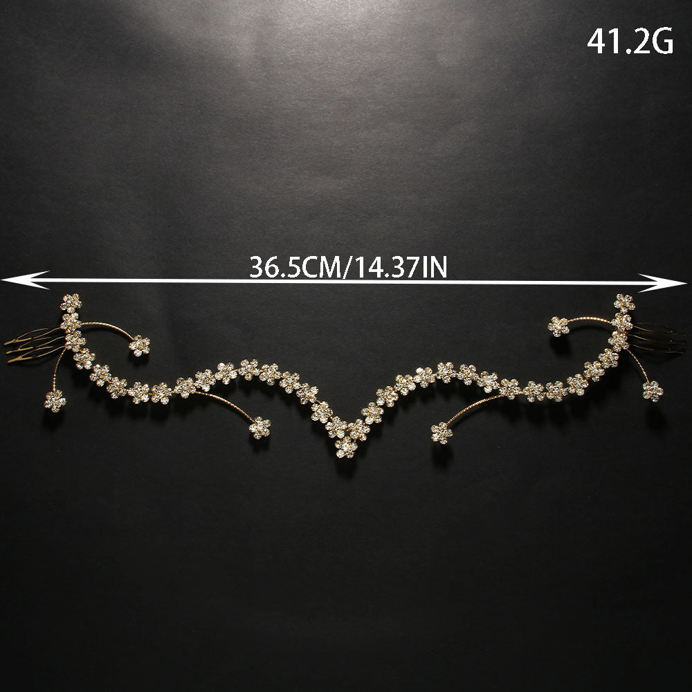 Bridal Flowers Jewelry Headband For Women With Rhinestones In Silver