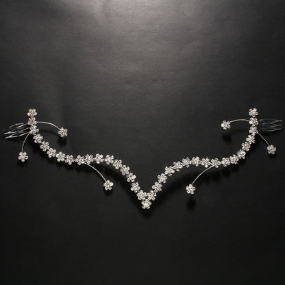 Bridal Flowers Jewelry Headband For Women With Rhinestones In Silver