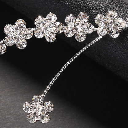 Bridal Flowers Jewelry Headband For Women With Rhinestones In Silver