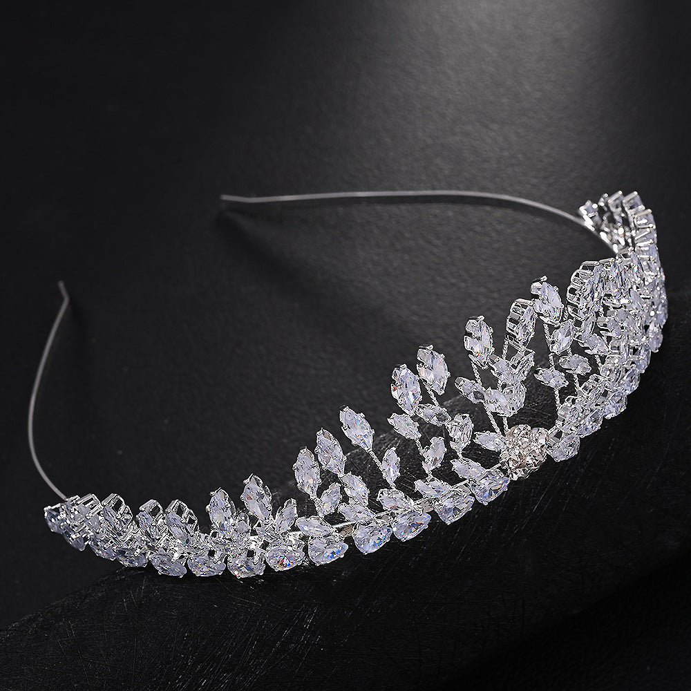 Luxurious Crown Hair Accessory For Women In Gold With Zircon Inlay, Made Of Mixed Materials