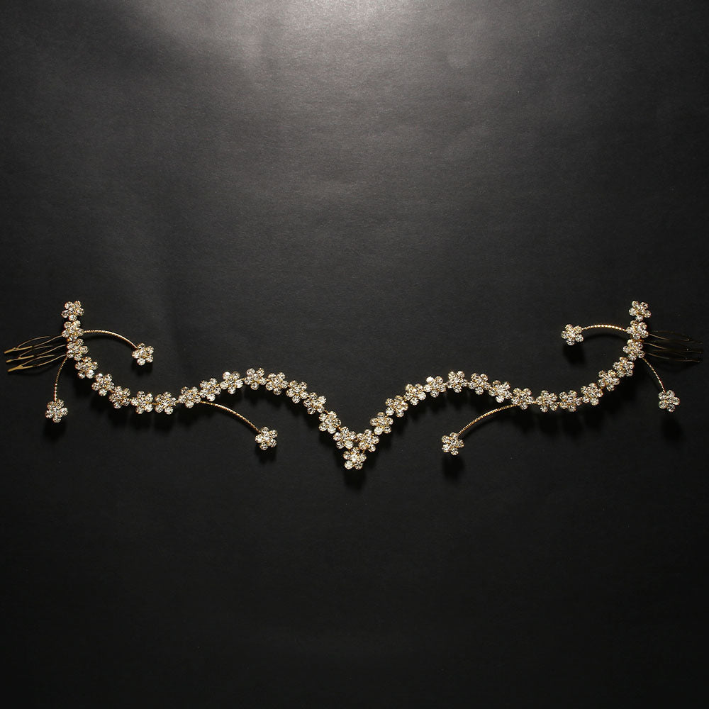 Bridal Flowers Jewelry Headband For Women With Rhinestones In Silver