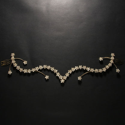 Bridal Flowers Jewelry Headband For Women With Rhinestones In Silver