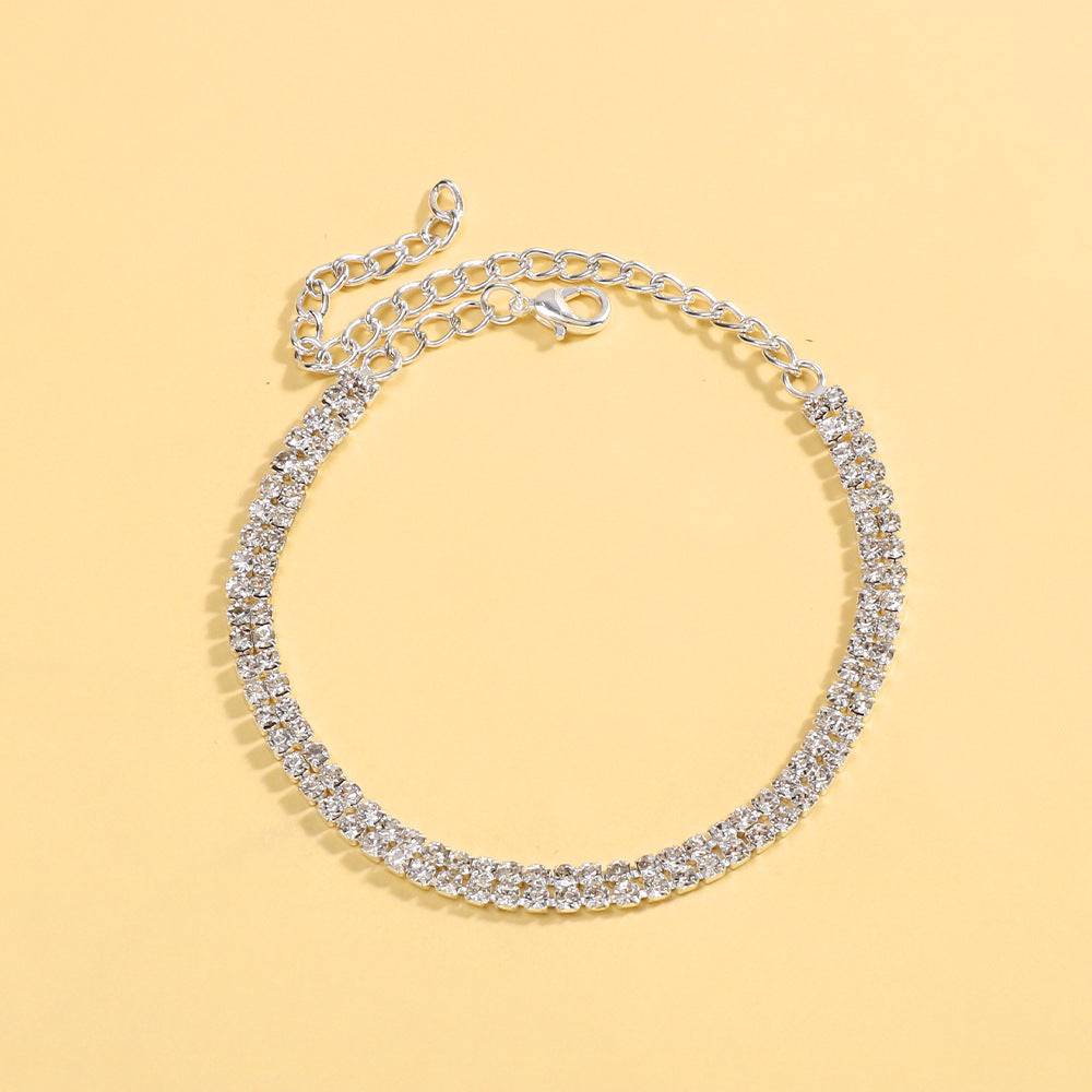 Geometric Rhinestones Necklace For Women With Electroplated Finish And Box Chain Jewelry Set