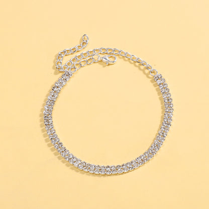 Geometric Rhinestones Necklace For Women With Electroplated Finish And Box Chain Jewelry Set