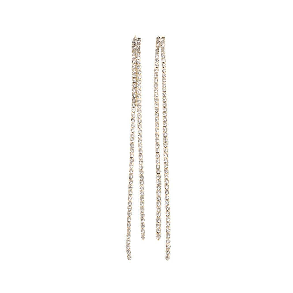 Geometric Rhinestones Necklace For Women With Electroplated Finish And Box Chain Jewelry Set