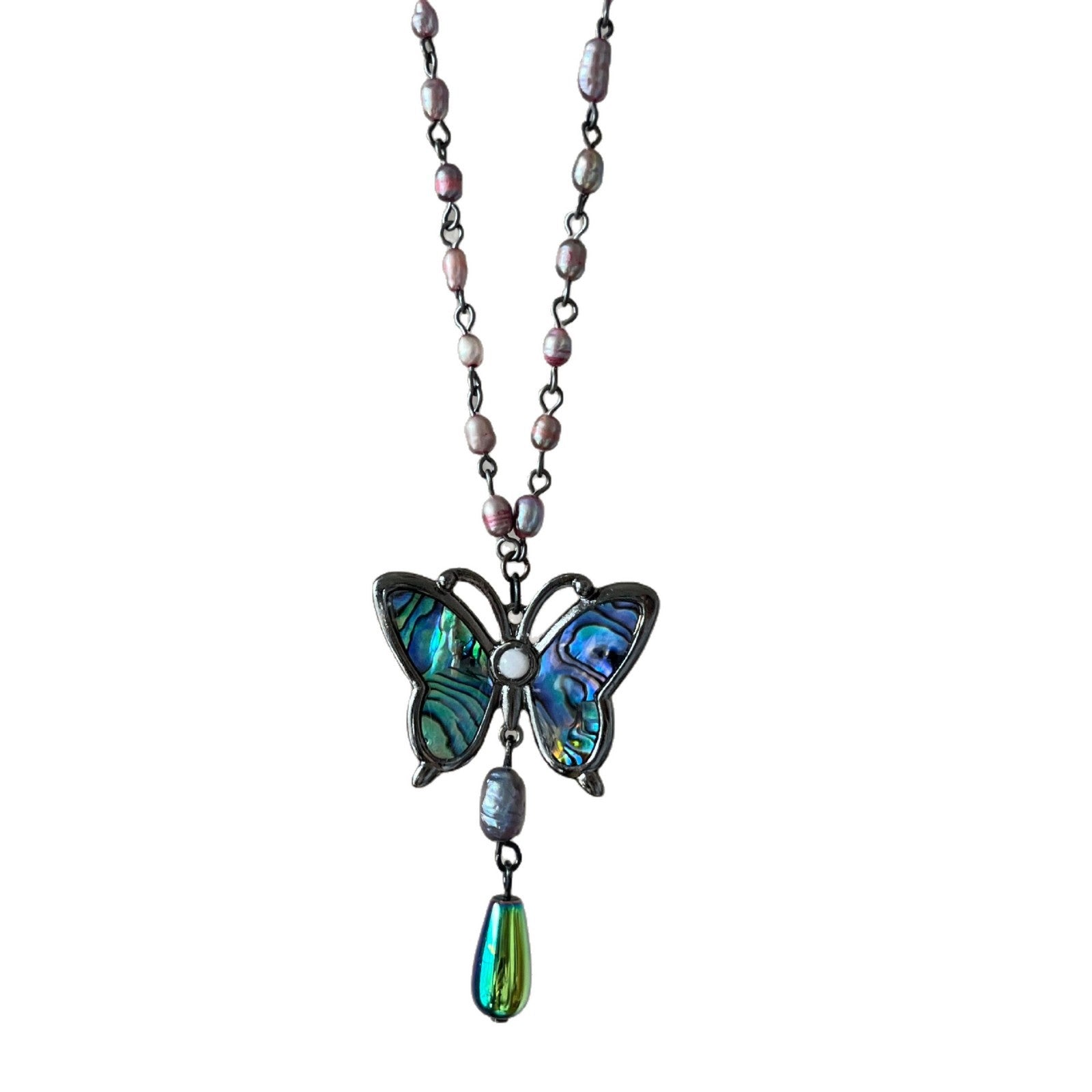 Butterfly Beading Necklace With Alloy Pendant, Retro Style, Unisex Design
