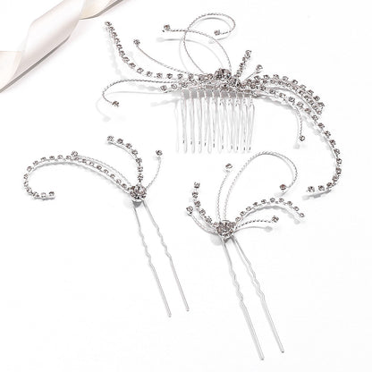 Butterfly Bridal Hair Comb For Women With Rhinestones, 3 Pieces Set Hair Accessories