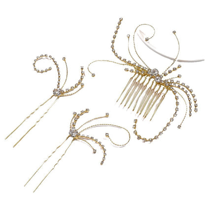 Butterfly Bridal Hair Comb For Women With Rhinestones, 3 Pieces Set Hair Accessories