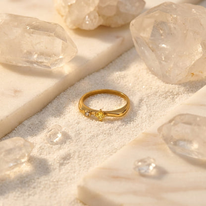 Geometric Electroplated Rings For Women In 304 Stainless Steel With 18K Real Gold PVD Coating And Shell Inlay