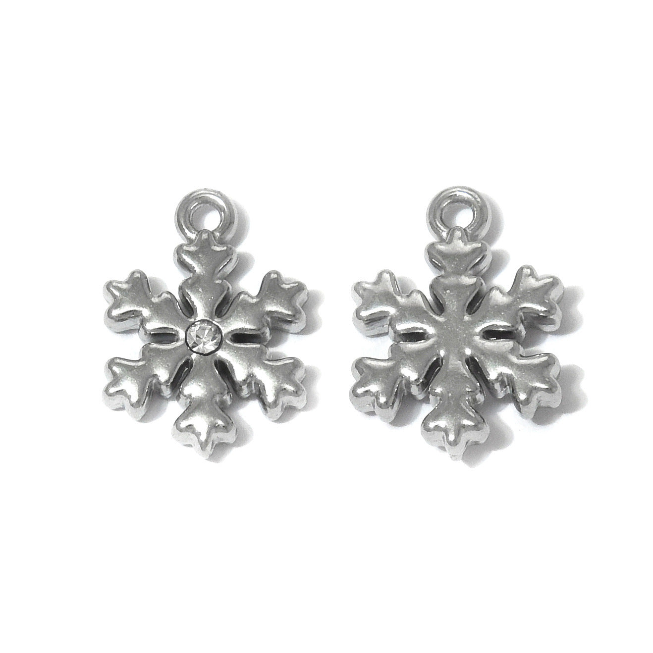 Snowflake Pendant In 304 Stainless Steel With Rhinestone Inlay, Electroplated Finish, Retro Style Jewelry Accessory