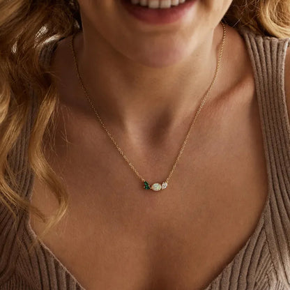 Geometric Pendant Necklace For Women In Copper With Artificial Crystal Inlay And Cable Chain