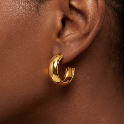Basic Geometric Earrings For Women, CNC Crafted Titanium Steel With KC Golden Electroplated Finish