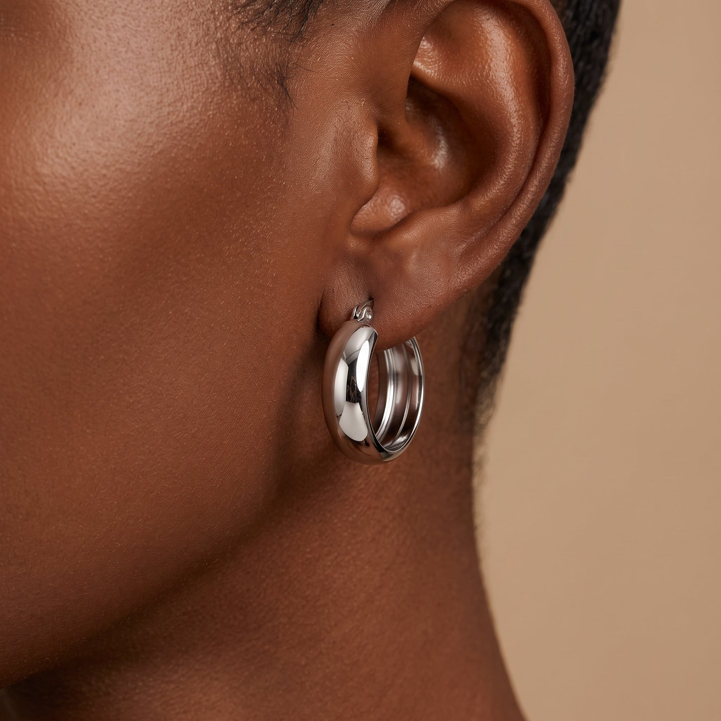 Basic Geometric Earrings For Women, CNC Crafted Titanium Steel With KC Golden Electroplated Finish
