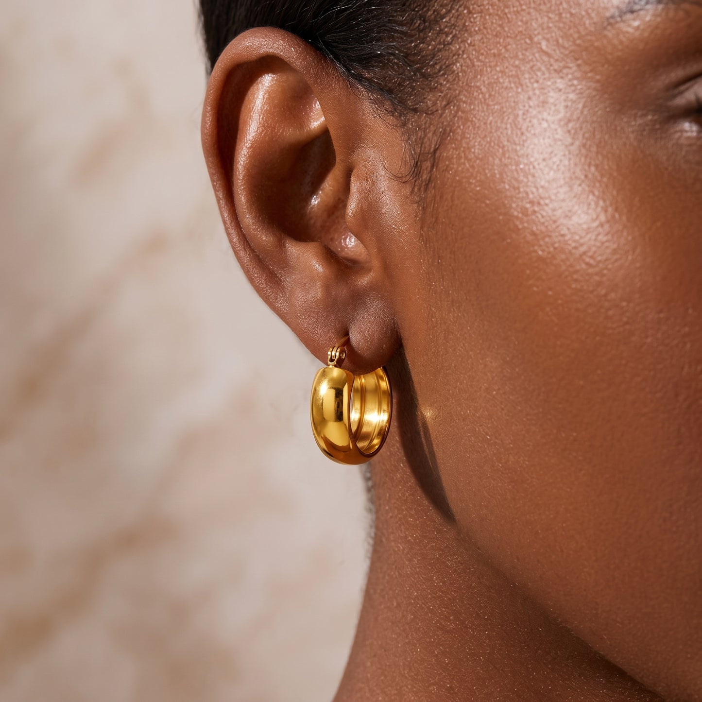 Basic Geometric Earrings For Women, CNC Crafted Titanium Steel With KC Golden Electroplated Finish