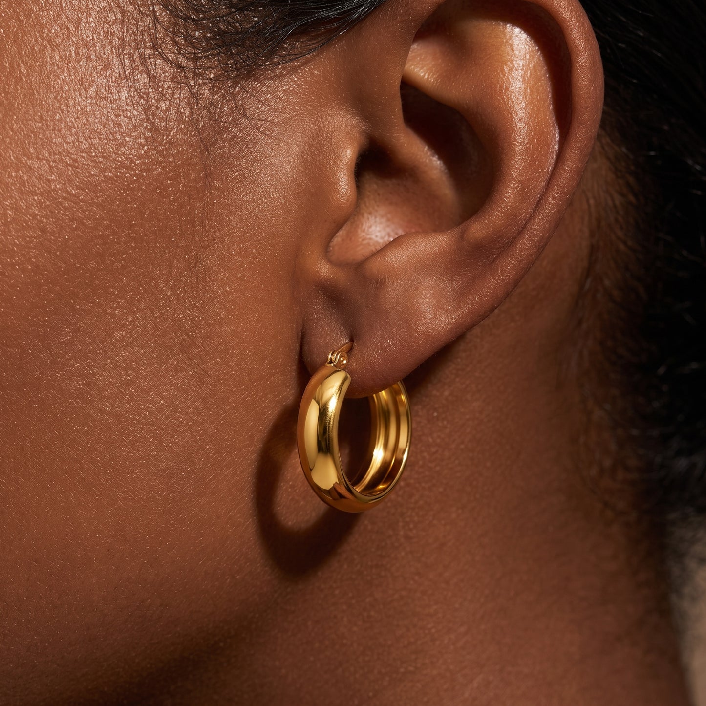 Basic Geometric Earrings For Women, CNC Crafted Titanium Steel With KC Golden Electroplated Finish