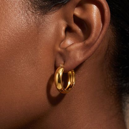Basic Geometric Earrings For Women, CNC Crafted Titanium Steel With KC Golden Electroplated Finish