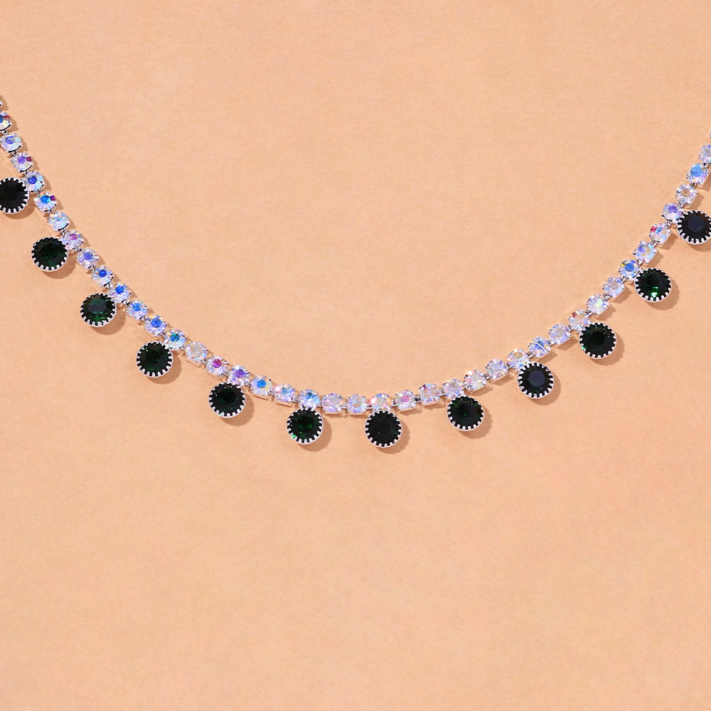 Heart Shape Rhinestone Necklace In Simple Style For Women, Silver Jewelry Set, 1 Set