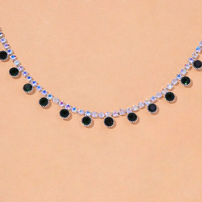 Heart Shape Rhinestone Necklace In Simple Style For Women, Silver Jewelry Set, 1 Set