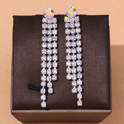 Heart Shape Rhinestone Necklace In Simple Style For Women, Silver Jewelry Set, 1 Set