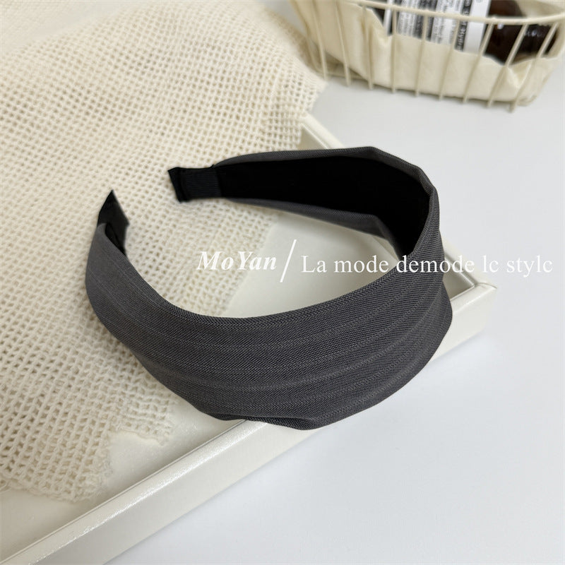 Stripe Hair Band For Women In Light Grey Fabric Material