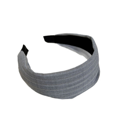 Stripe Hair Band For Women In Light Grey Fabric Material