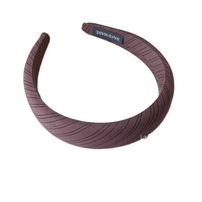 Retro Stripe Hair Band For Women In Dark Grey Cloth Material