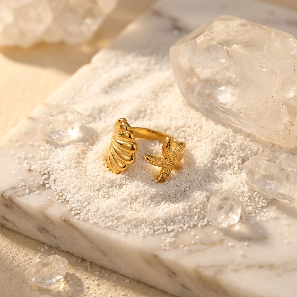 Geometric Electroplated Rings For Women In 304 Stainless Steel With 18K Real Gold PVD Coating And Zircon Inlay