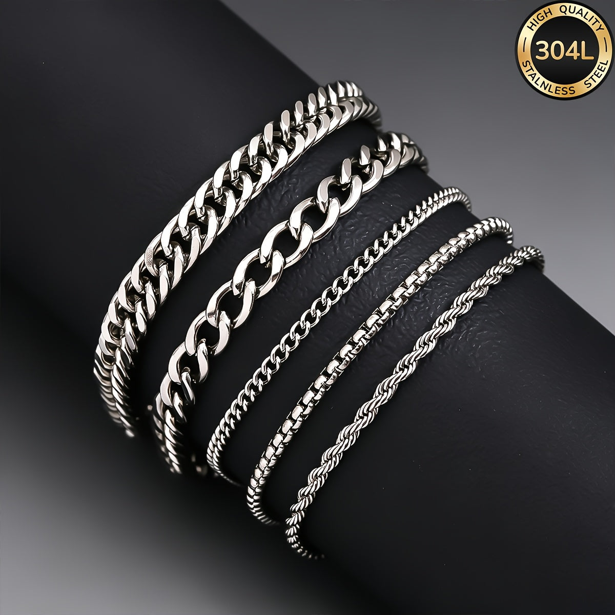 Handmade Men's 304 Stainless Steel Cuban Link Chain Curb Chain Bracelet