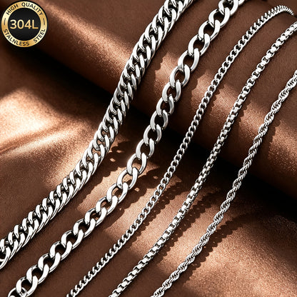 Handmade Men's 304 Stainless Steel Cuban Link Chain Curb Chain Bracelet