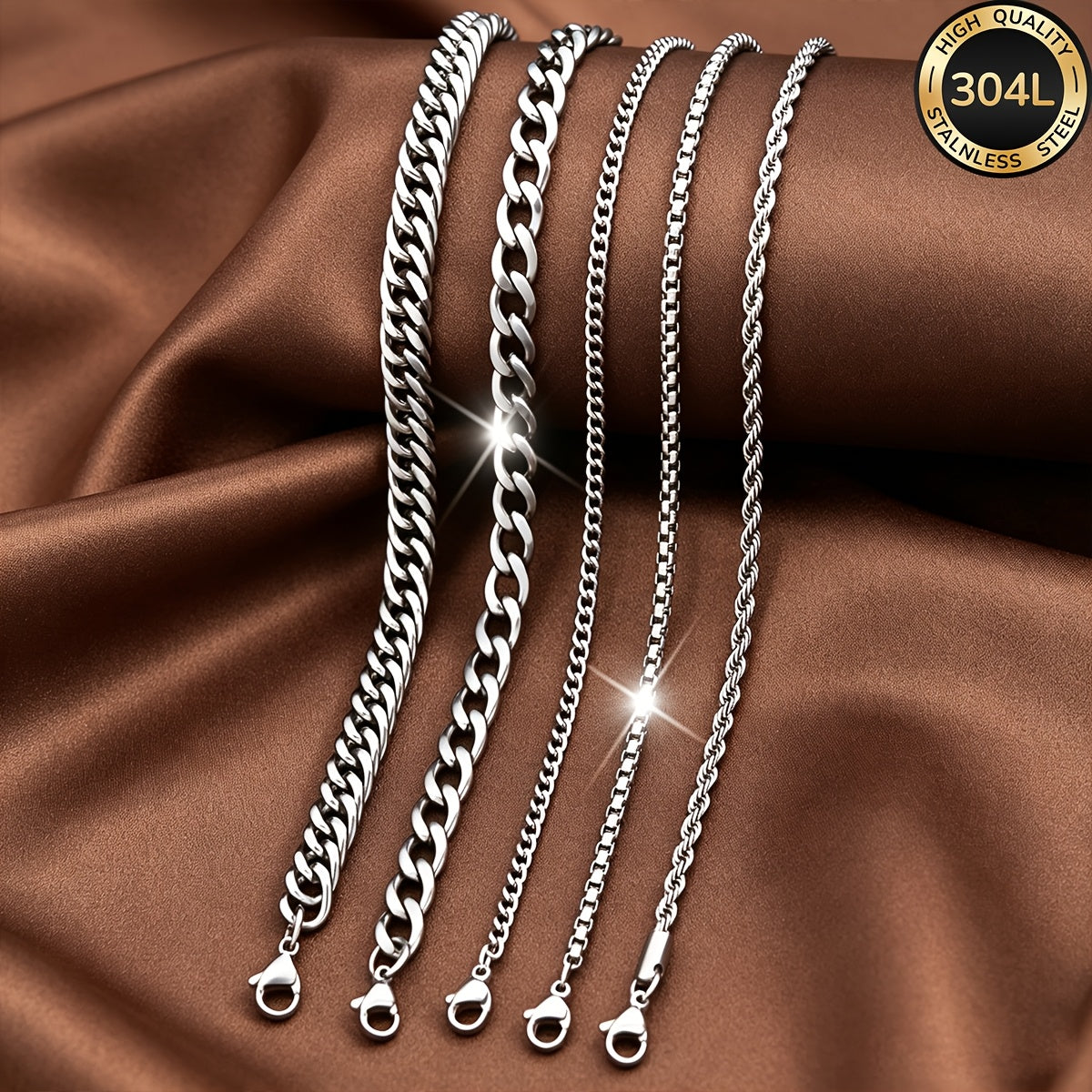Handmade Men's 304 Stainless Steel Cuban Link Chain Curb Chain Bracelet