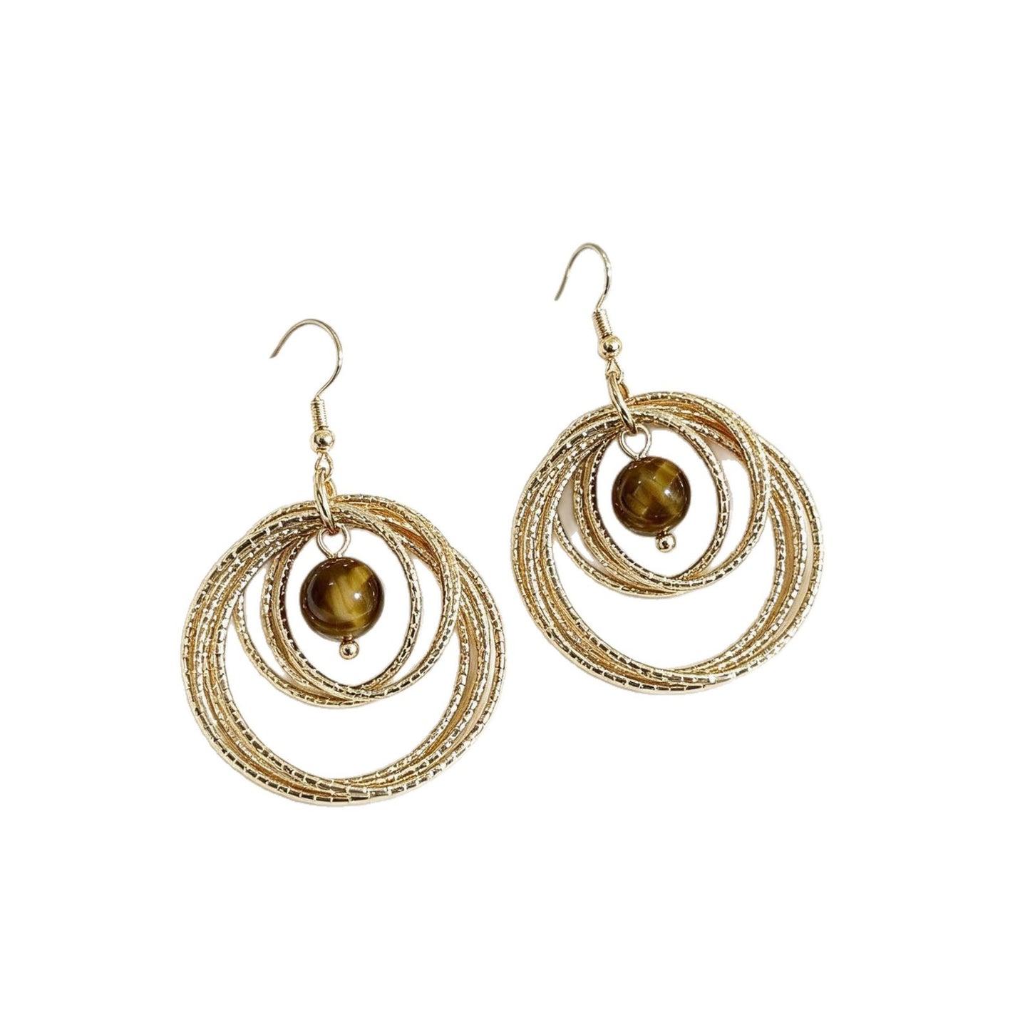 IG Style Round Twist Earrings For Women In KC Golden Plated Metal With 0.03µm Coating Thickness
