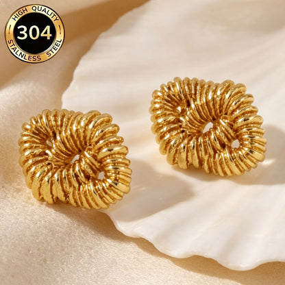 Irregular Hypoallergenic Stud Earrings In 304 Stainless Steel With 18K Real Gold PVD Coating 0.03µm Thickness, Unisex Design