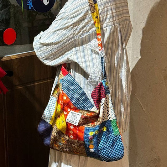 Ditsy Floral Square Canvas Tote Bag For Women Featuring Flower Design, Perfect For Spring And Summer
