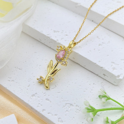 Handmade Classic Style Heart Shape Necklace For Women In 201 Stainless Steel With Glass Inlay And Cable Chain