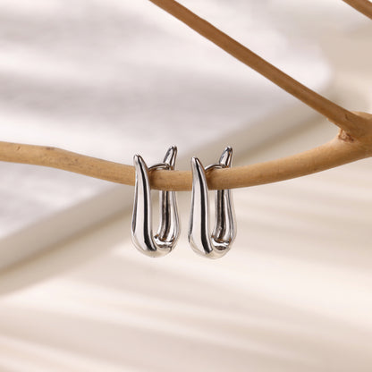 Geometric Waterproof Non Tarnish Earrings For Women, Copper With 18K Real Gold Plated PVD Coating And Zircon Inlay
