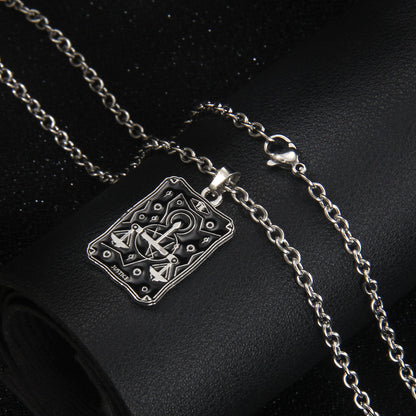 Vintage Style Astrology Necklace With Electroplated Ferroalloy Chain And Zinc Alloy Pendant, Unisex
